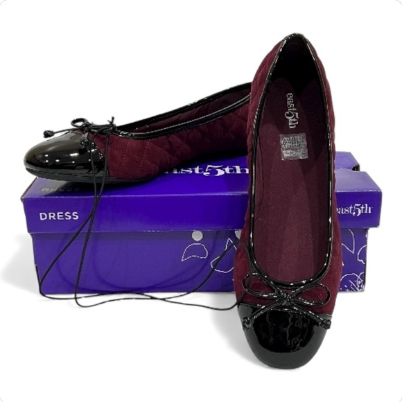 East 5th Aloha Wine Quilted Faux Leather Ballet Flats NWT Size 8.5 - Picture 2 of 16